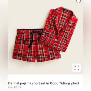 JCrew Flannel Pajama Short set in red with gold accent!, size large.